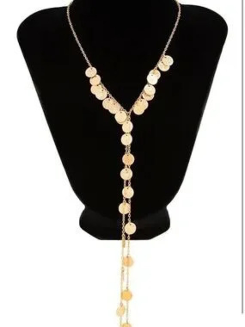 Anthropologie Gold Coin Y-Drop Necklace